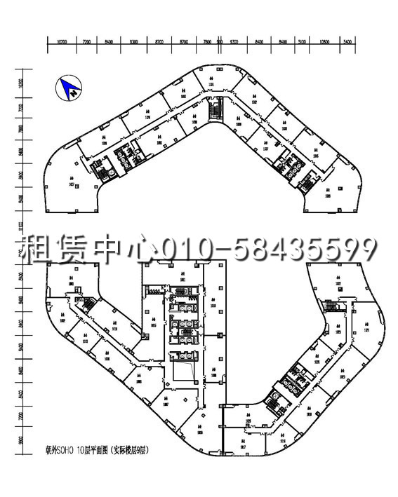 朝外SOHO10F平面图